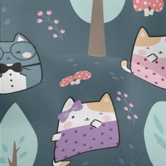 Cat Dating In The Forest Lightweight Performance Linen