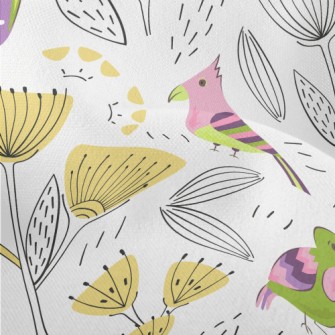 Wild Birds And Flowers Lightweight Performance Linen