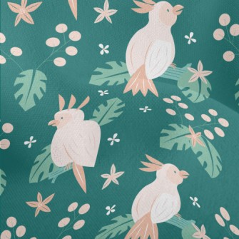 Cute Parrot Flowers And Plants Lightweight Performance Linen