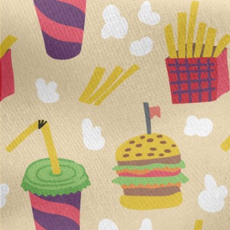 Cartoon Fast Food Meal Jersey Backed Fleece