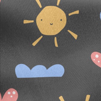 Cute Sun Clouds Jersey Backed Fleece