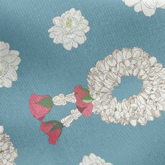 White Flower Wreath Jersey Backed Fleece