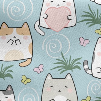 Cute Cat Family Jersey Backed Fleece