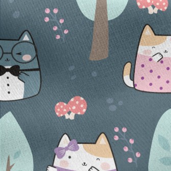 Cat Dating In The Forest Jersey Backed Fleece