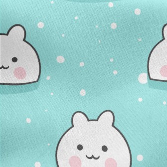 Kawaii Snow White Cat Jersey Backed Fleece