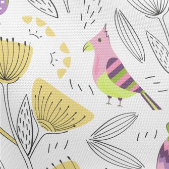 Wild Birds And Flowers Pongee