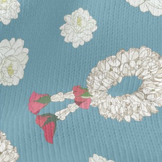 White Flower Wreath Stretch Jersey