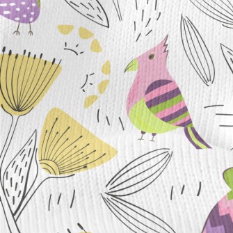 Wild Birds And Flowers Stretch Jersey