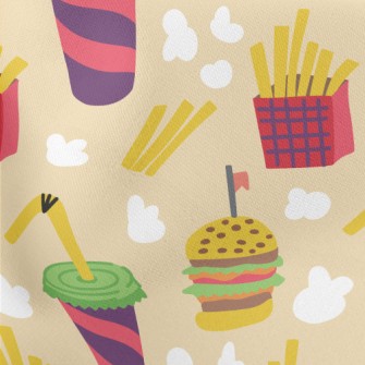 Cartoon Fast Food Meal Lightweight Cotton Poplin