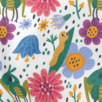 Garden Grasshopper Caterpillar Lightweight Cotton Poplin