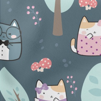 Cat Dating In The Forest Lightweight Cotton Poplin