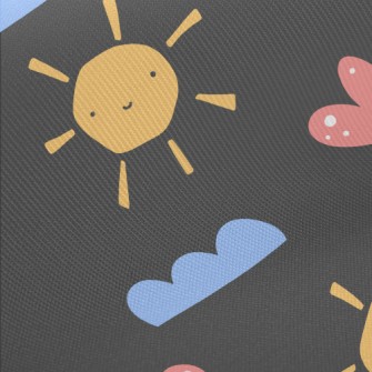 Cute Sun Clouds Midweight Cotton Poplin