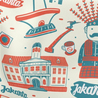 People In The Capital Of Indon Lightweight Cotton Poplin