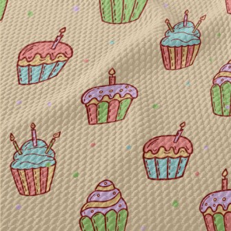Colorful Candle Cup Cake Birdseye Piqué