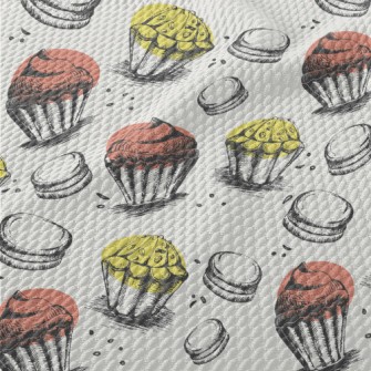 Hand Drawn Style Cupcakes Birdseye Piqué
