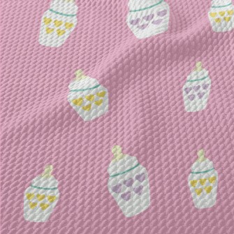 Heart Pattern Baby Bottle Birdseye Piqué
