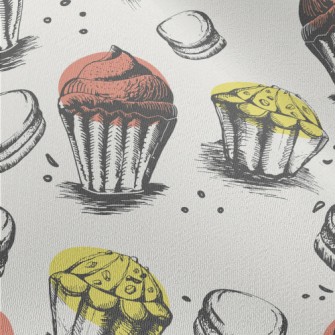 Hand Drawn Style Cupcakes Chiffon