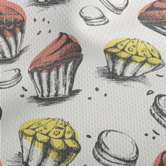 Hand Drawn Style Cupcakes Athletic Mesh Flat Back