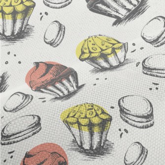 Hand Drawn Style Cupcakes Performance Linen