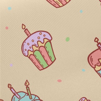 Colorful Candle Cup Cake Twill