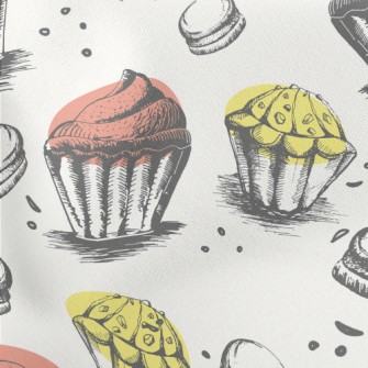 Hand Drawn Style Cupcakes Stretch Ponte