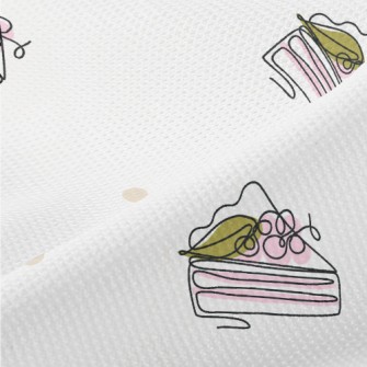 Line Doodle Cherry Cake Piqué