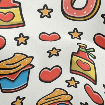 Cartoon Desserts And Cupcakes Lightweight Performance Linen
