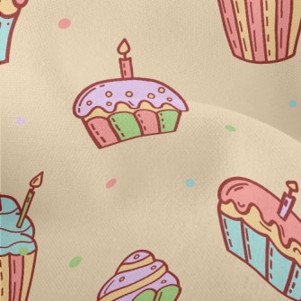 Colorful Candle Cup Cake Lightweight Performance Linen