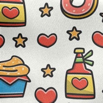 Cartoon Desserts And Cupcakes Jersey Backed Fleece
