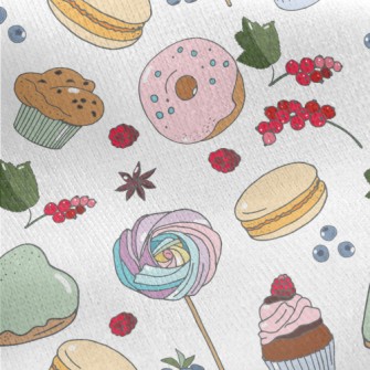 Sweets Desserts And Berries Jersey Backed Fleece