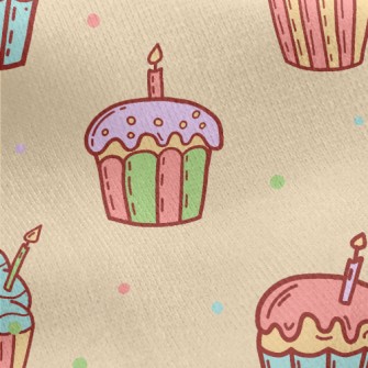 Colorful Candle Cup Cake Jersey Backed Fleece