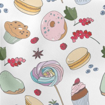 Sweets Desserts And Berries Lightweight Cotton Poplin