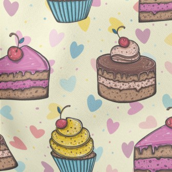 Cherry Different Flavor Cakes Lightweight Cotton Poplin