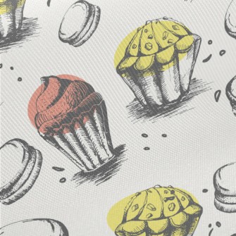 Hand Drawn Style Cupcakes Midweight Cotton Poplin