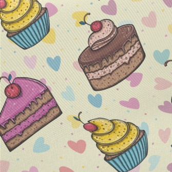 Cherry Different Flavor Cakes Midweight Cotton Poplin