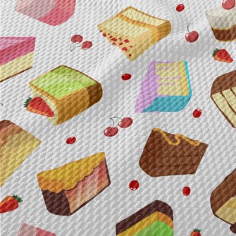 Various Cakes And Cherry Straw Birdseye Piqué