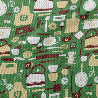 Kitchen Utensils Pattern Birdseye Piqué