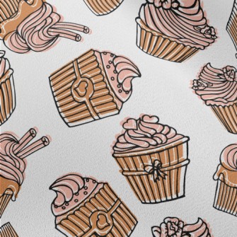 Hand Drawn Pink Flower Cupcake Chiffon