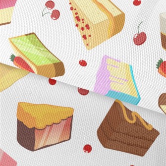 Various Cakes And Cherry Straw Waterproof Oxford