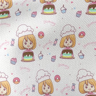 Chef Girl Making Cakes And Des Waterproof Canvas