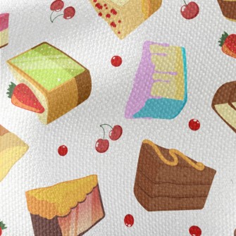 Various Cakes And Cherry Straw Waterproof Canvas