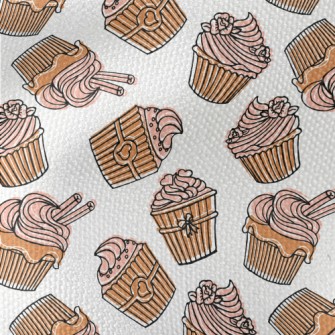 Hand Drawn Pink Flower Cupcake Waterproof Canvas