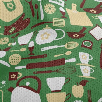 Kitchen Utensils Pattern Athletic Mesh Flat Back