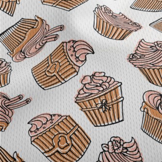 Hand Drawn Pink Flower Cupcake Athletic Mesh Flat Back