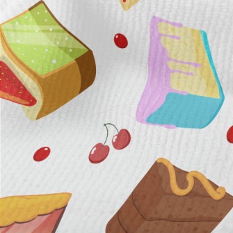 Various Cakes And Cherry Straw Terry