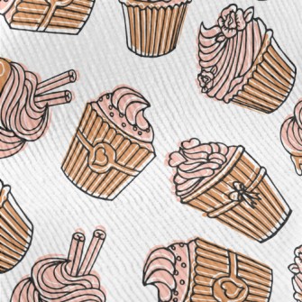 Hand Drawn Pink Flower Cupcake Standard Corduroy