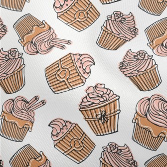 Hand Drawn Pink Flower Cupcake Dobby