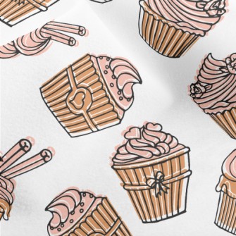 Hand Drawn Pink Flower Cupcake Micro Fleece