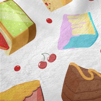 Various Cakes And Cherry Straw Minky