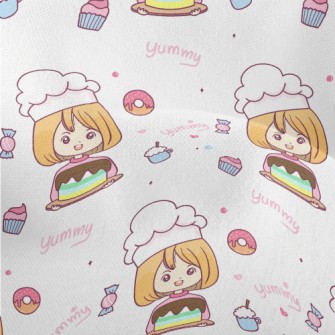 Chef Girl Making Cakes And Des Lightweight Performance Linen